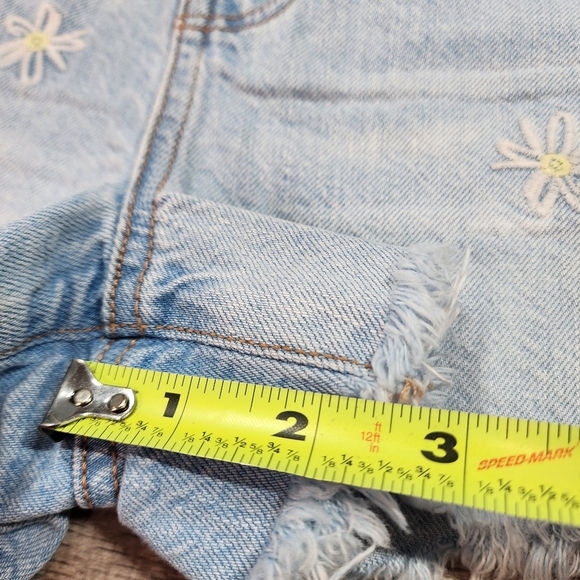 AMERICAN EAGLE Daisy Flower Embroidered Cut Off Distressed Denim Jean Shorts 2 - Picture 7 of 14